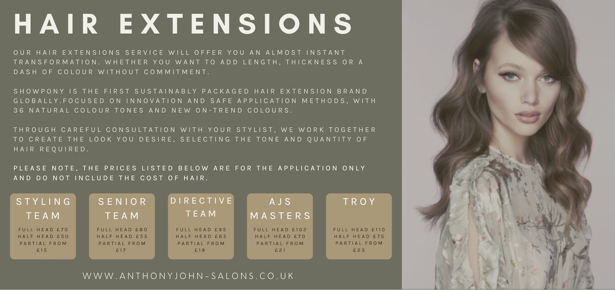 Hair Extensions Prices at AJS Salons Staffordshire