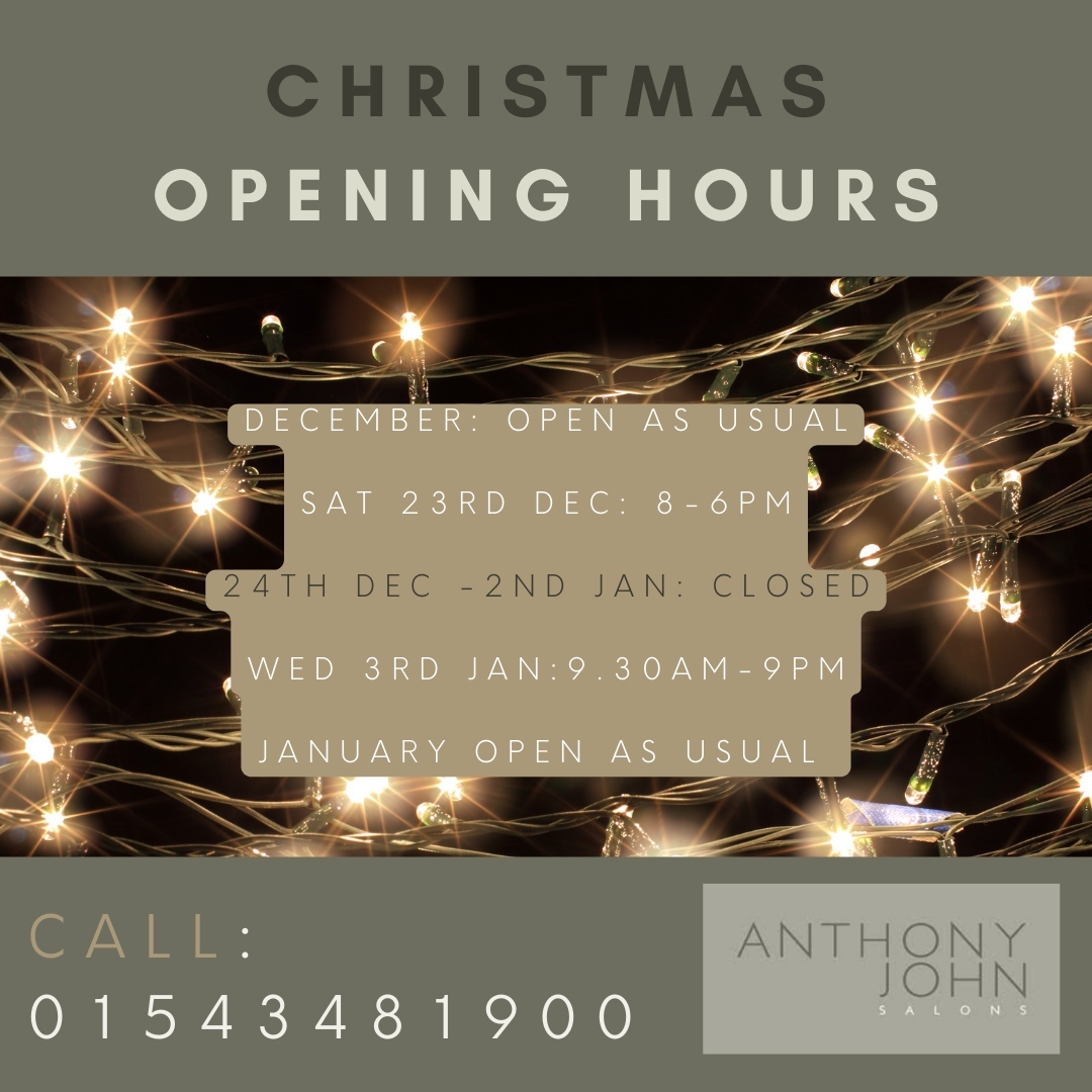 Christmas and New Year Opening Hours AJS Salons Lichfield